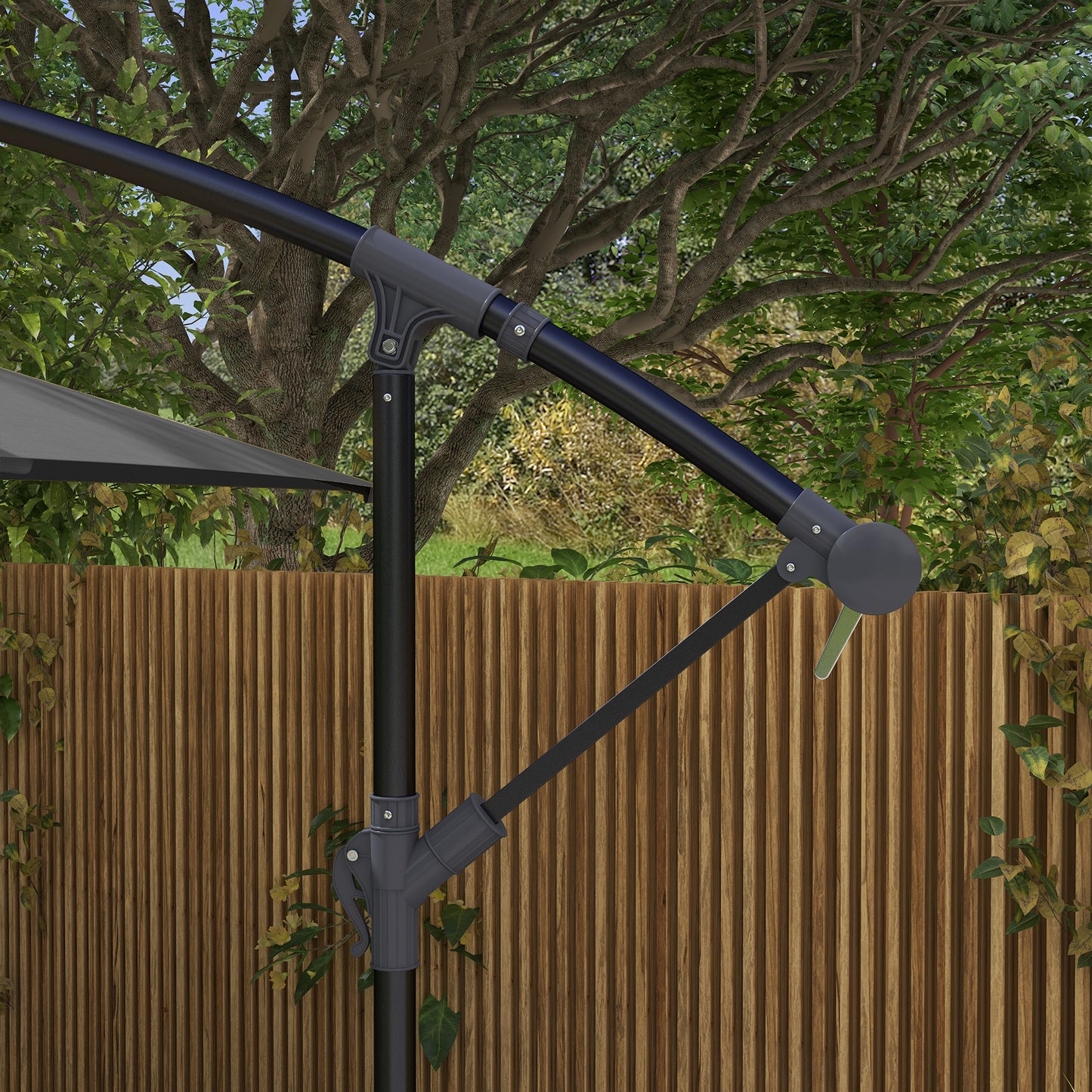 3(m) patio offset umbrella, with Cross Base - Dark Grey
