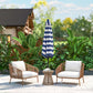Patio Sun Umbrella, Outdoor Parasol with 6 Ribs, Blue Stripes