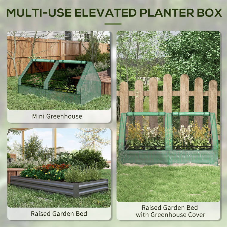 6' x 3' Metal Planter Box with Mini Greenhouse Cover
