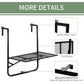 Balcony Hanging Table, Metal Wall Mount Desk, Adjustable Folding Balcony Deck Table for Patio and Garden, Black