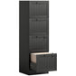 4 Drawer Filing Cabinet with Lock, Office Storage Cabinet with Adjustable Hanging Bars for A4 Letter Size Files, Black