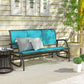 3-Seat Outdoor Glider Chair, Patio Rocking Chair, Steel Frame, Sling Fabric Seat for Garden, Backyard, Lawn, Blue