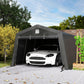 Portable Garage, Heavy Duty Carport Canopy with Ventilation Windows and Large Roll-up Door, Dark Grey