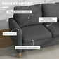 56" 2 Seat Sofa, Modern Love Seats Furniture, Upholstered 2 Seater Couch with Side Pockets, Solid Wood Frame, Grey