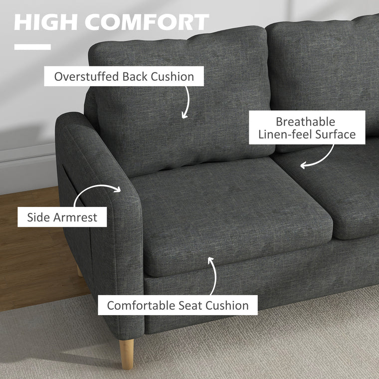 56" Loveseat Sofa with Side Pockets - Grey