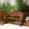 Carbonized Wood Garden Bench with Wagon Wheel Armrests