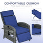 Outdoor Recliner Chair with Adjustable Backrest, Cushion, Side Tray, Dark Blue
