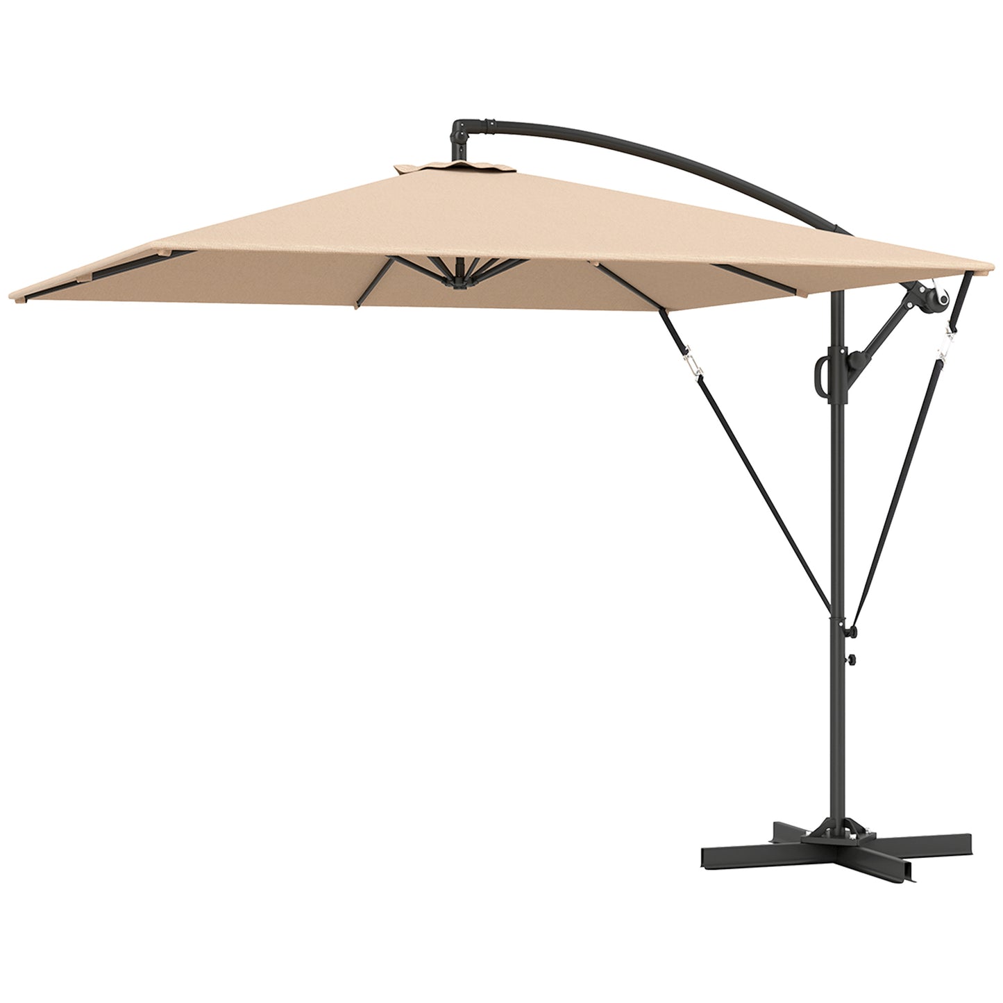 Khaki Offset Umbrella UPF50+ with Wind Securing Cover
