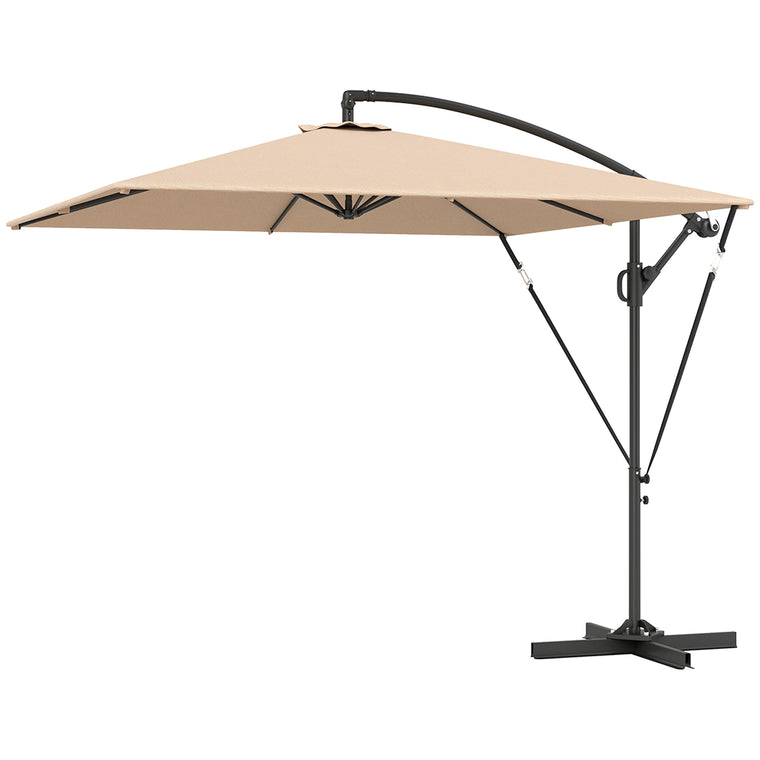 Khaki Offset Umbrella UPF50+ with Wind Securing Cover