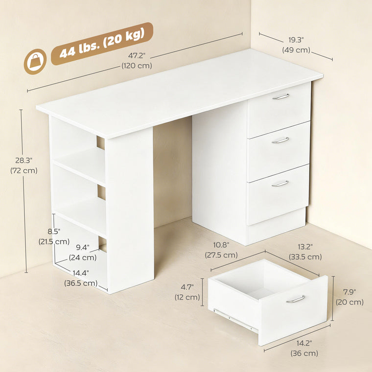 47" Computer Desk with Shelves and Drawers