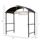 8x4ft BBQ Gazebo Tent Metal Frame Arch Canopy Garden Sunshade Portable Shelter Backyard with Side Shelf Coffee