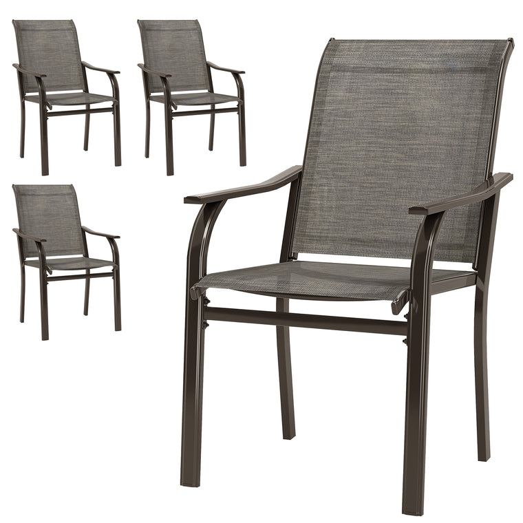 Patio Chairs with Armrest and High Backrest, Set of 4