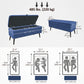 40" Ottoman with Storage, Linen Upholstered Storage Ottoman Bench with Steel Legs for Living Room, Bedroom Dark Blue