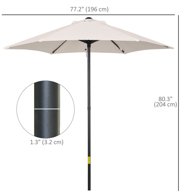 6.6FT Cream White Outdoor Parasol with 6 Solid Ribs