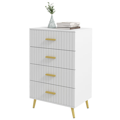 4-Drawer Chest of Drawers with Gold Handles - White