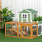 55" Wooden Chicken Coop Extension Outdoor with Roosting Bars, Combinable Design, Orange
