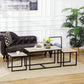 Nesting Coffee Table Set of 3, Modern End Tables with Black Metal Frame for Living Room Home Furniture, Natural