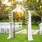 7.5 ft Steel Garden Arch, Outdoor Trellis Arbor with Scrollwork for Climbing Plants, Wedding Arch, Black