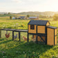 Large Chicken Coop, 134"L Wooden Chicken House with Run, Nesting Box, Slide-Out Tray, Waterproof Roof and Ramp