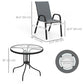 Five-Piece Steel Patio Set, with Glass-Top Table - Dark Grey