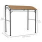 7' x 5' Garden Grill Canopy, BBQ Grill Gazebo Tent with Steel Frame and Hooks, Outdoor Sun Shade, Dark Brown