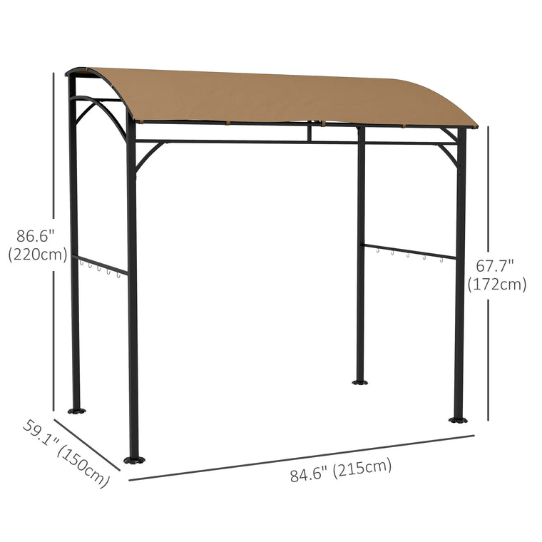7' x 5' Dark Brown Steel BBQ Grill Gazebo with Hooks