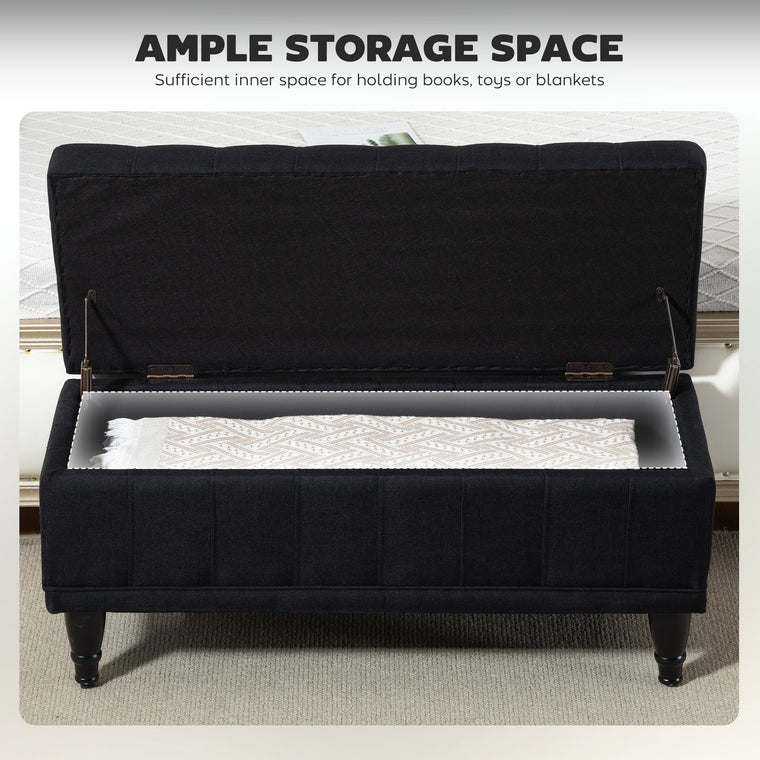 Tufted Storage Bench, Linen End of Bed