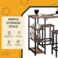 Industrial Dining Table Set for 2, Bar Table and Stools Set, Counter Height Kitchen Table with Chairs with Storage Shelf, Rustic Brown