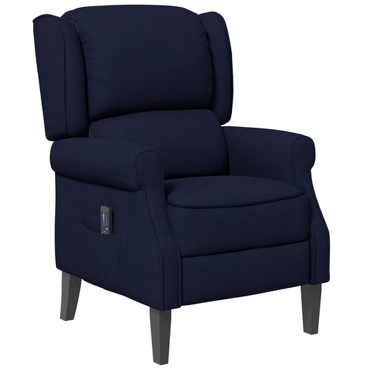 Massage Recliner Chair with Extendable Footrest - Blue