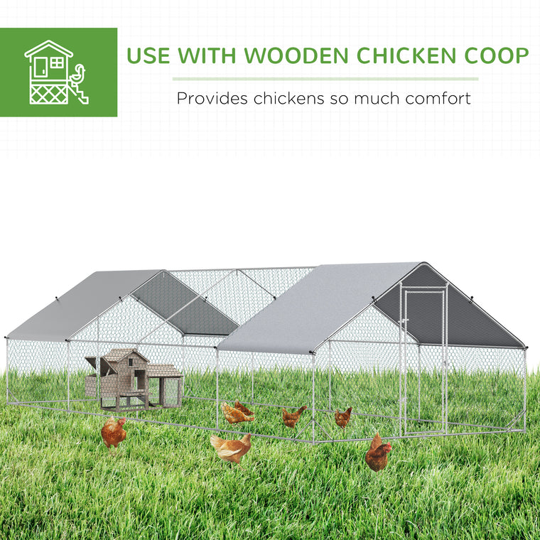 9.8' x 26.2' x 6.6' Chicken Coop Cage with Cover & Lockable Door