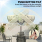 6.5x4ft Rectangle Patio Umbrella Aluminum Tilt Adjustable Garden Parasol Sun Shade Outdoor Canopy Cream White