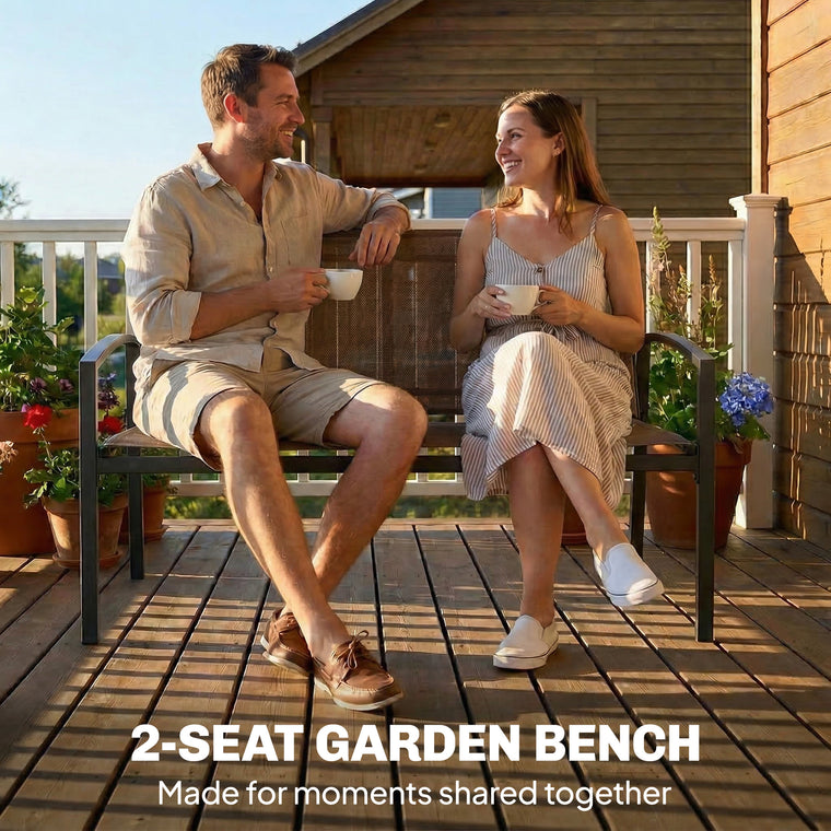 44" Metal Garden Bench with Mesh, 528 lb Capacity