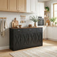 Sideboard Buffet Cabinet, 55" Farmhouse Kitchen Cabinet with 4 Barn Doors, 3 Drawers, 3 Adjustable Shelves, Black