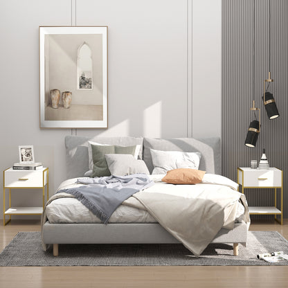 Nightstands Set of 2 with Drawer and Shelf - White