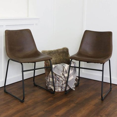 18" Industrial Faux Leather Dining Chairs (Set of 2) - In 2 Colours