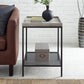 Square Tray Side Table with Mesh Metal Shelf 18” - In 3 Colours