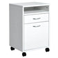 24 Inch Rolling Mobile Filing Cabinet with Drawer and Shelf in White