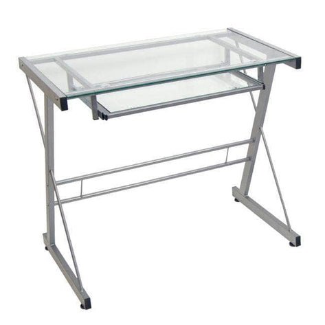 31" Glass Modern Computer Desk - Silver