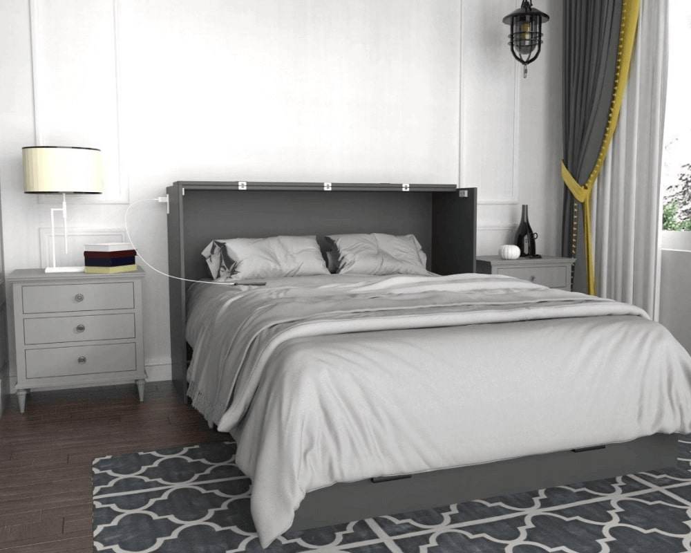 Hyde Grey Murphy Cabinet Bed with Memory Foam Mattress