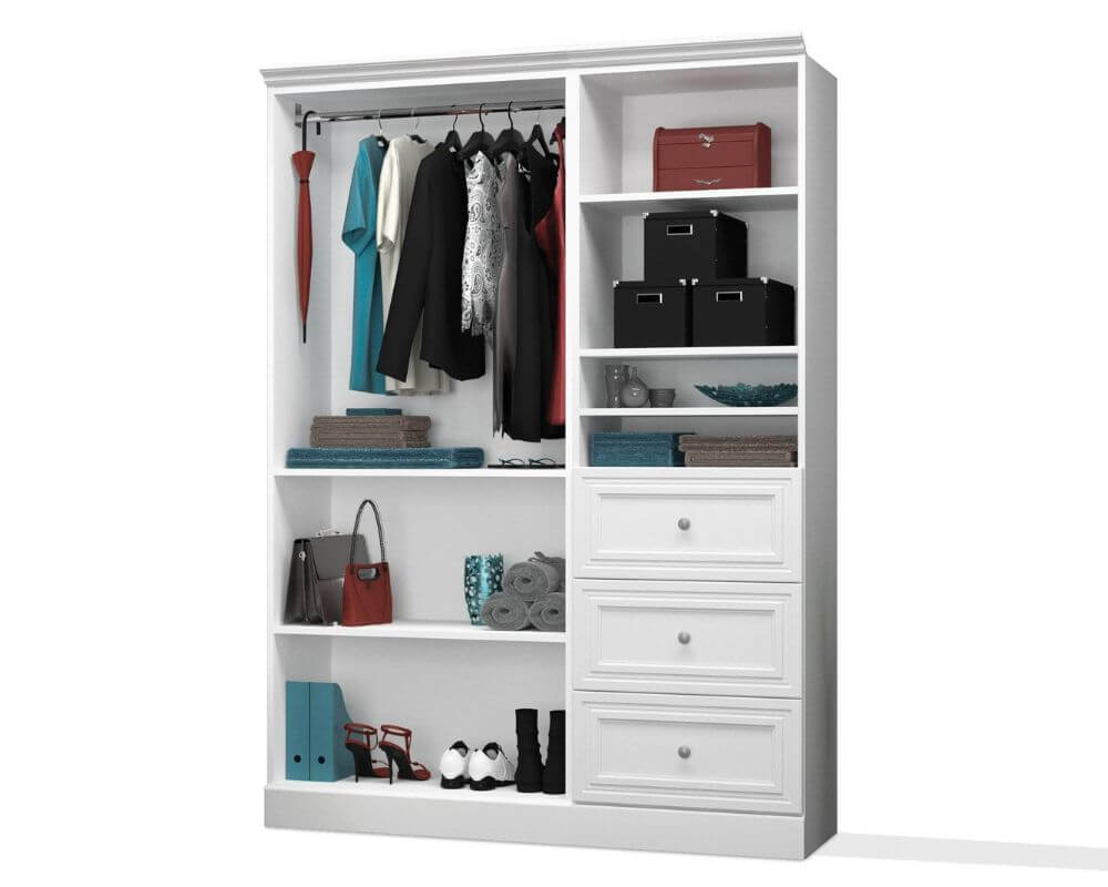 Versatile 61” Closet Organizer with Drawers - White