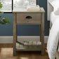 18" Country Farmhouse Single Drawer Side Table in Grey Wash