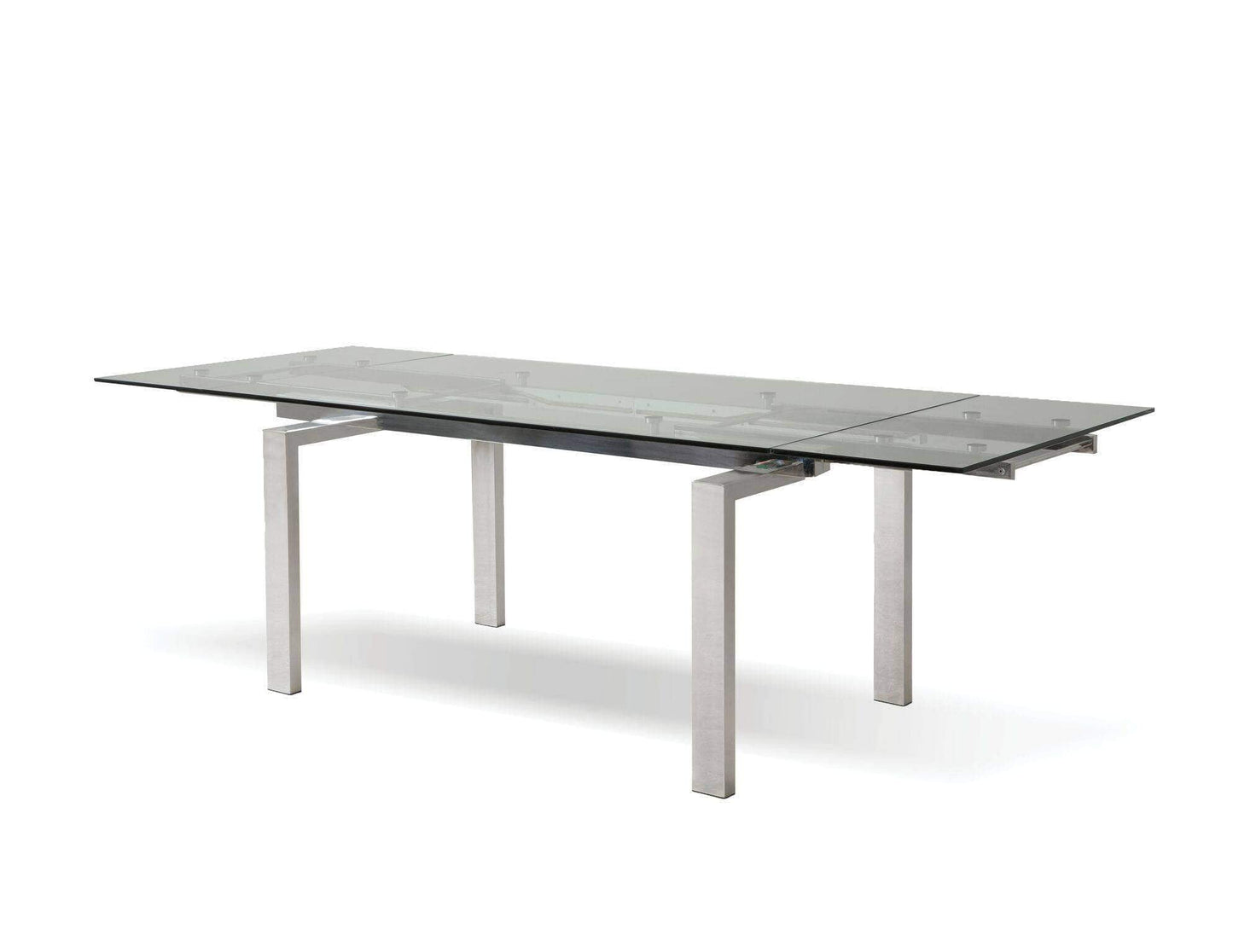 Cantro Extending Dining Table Clear Glass and Stainless Steel - In 2 Colours