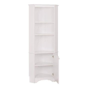 Elite White Tall One Door Corner Storage Cabinet