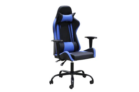 Reclining Swivel Gaming Office Chair in Blue Faux Leather