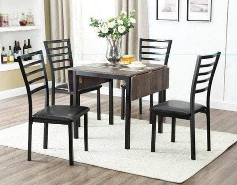 Nelson 5 Piece Dinette Set in Distressed Wood with Two Drop Leaves