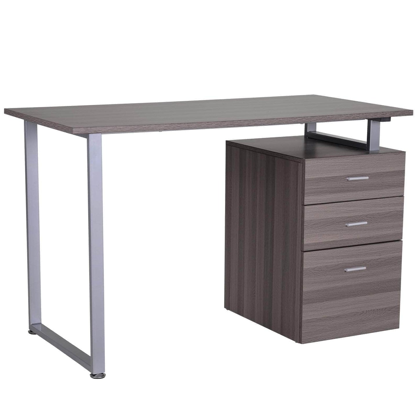 Industrial Office Computer Desk with 3 Drawer Filing Cabinet - In 2 Colours