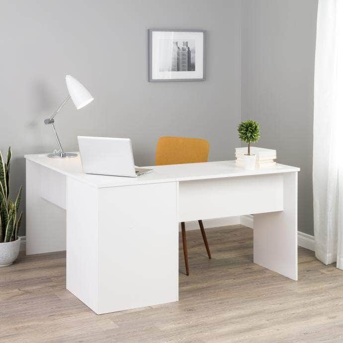 L Shaped Corner Computer Desk in White