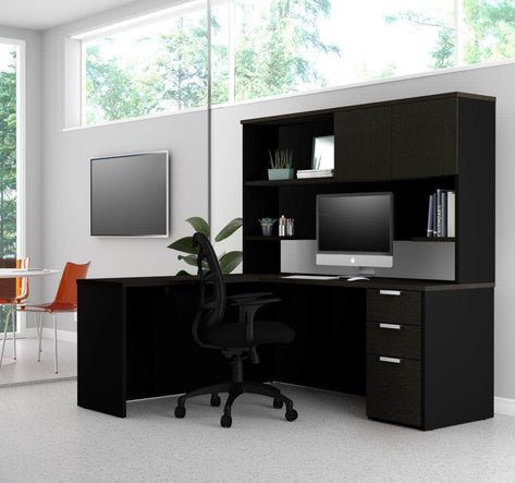 Pro-Concept Plus L-Shaped Desk with Pedestal and Hutch - In 2 Colours