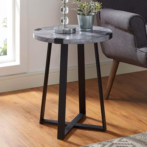 Rustic Metal Wrap 18 inch Round Side Table - In 6 Colours