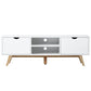 TV Stand with Two Cabinets and Shelves in White